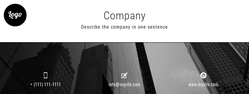 Business Facebook cover, black and white city, size 820 x 312 px