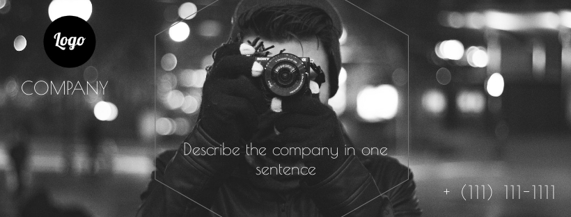 Photography Facebook cover, on the black background, image size 820x312 px
