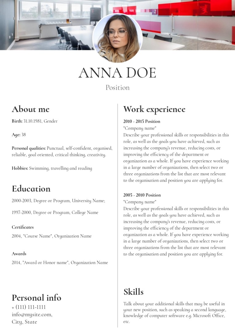 Administrative assistant resume, cv sample, template
