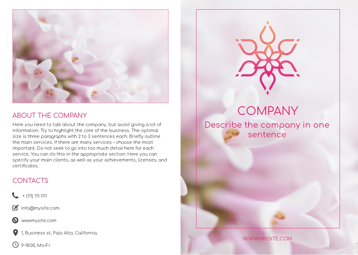 Flower shop bi-fold brochure sample