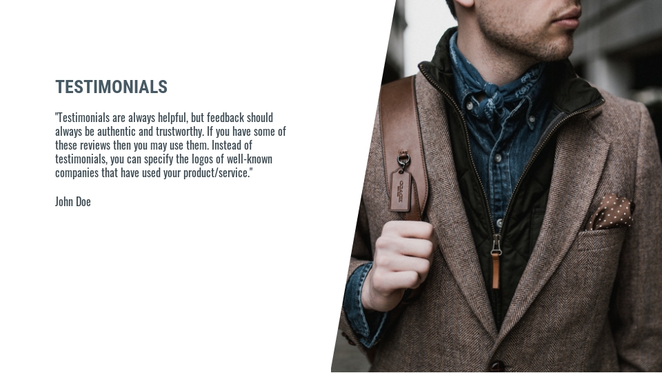 Fashion presentation sample, men's clothing