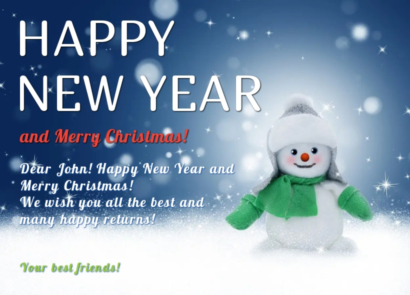 Merry Christmas and Happy New Year greeting card template