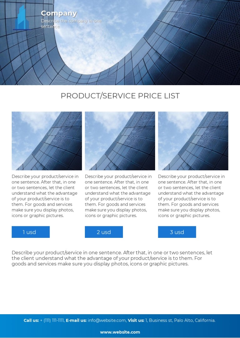 Price list template - J