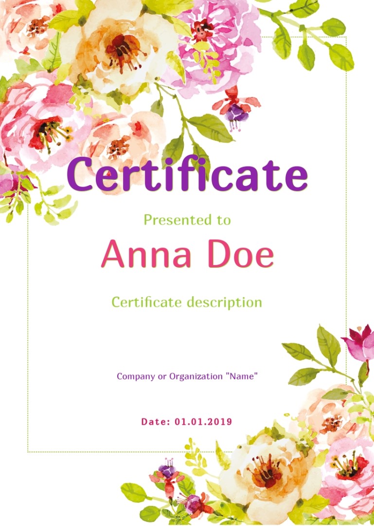 Certificate, diploma template F