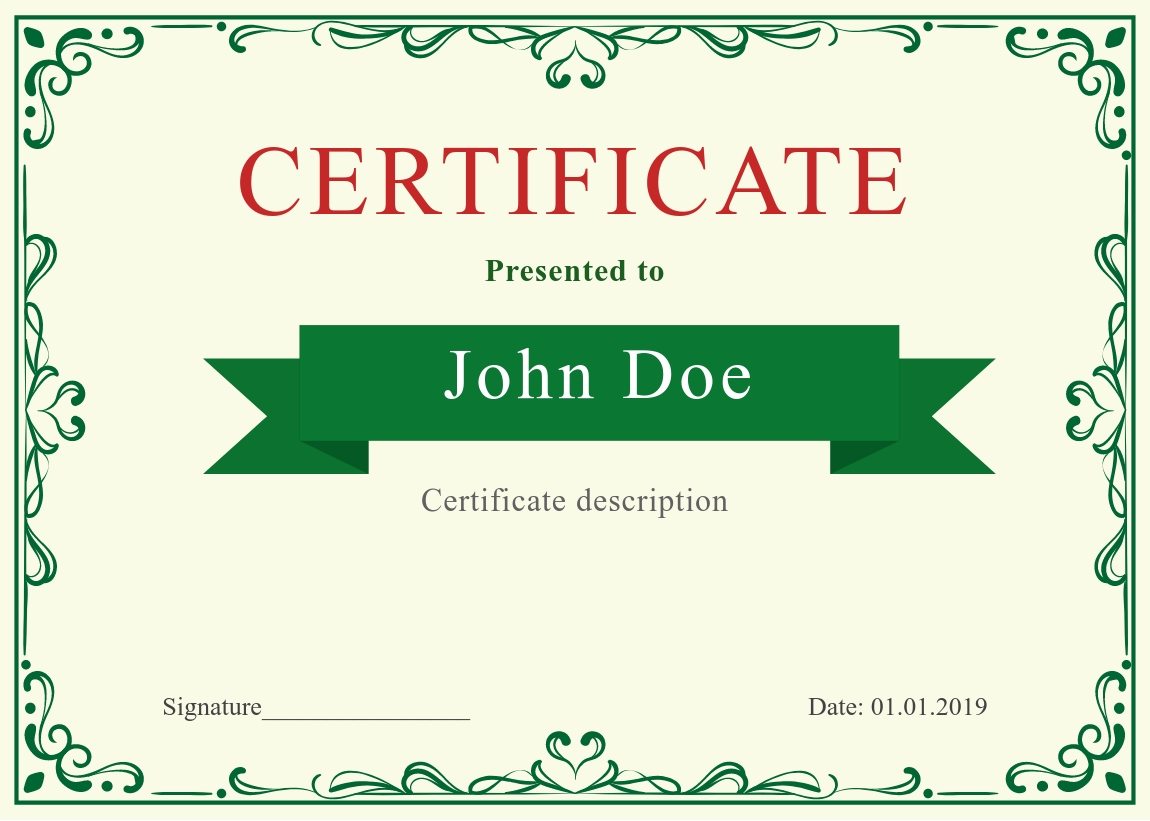 Certificate template L